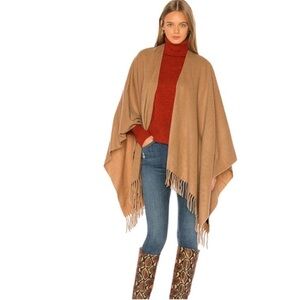 Rag & Bone 100% Cashmere Fringe Poncho Shawl Camel